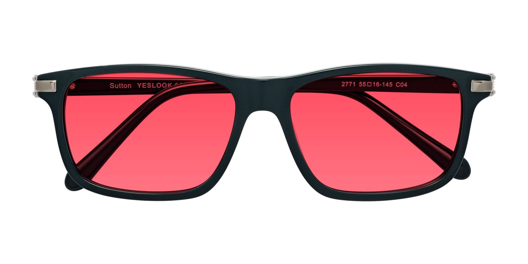 Folded Front of Sutton in Phthalo Green with Red Tinted Lenses