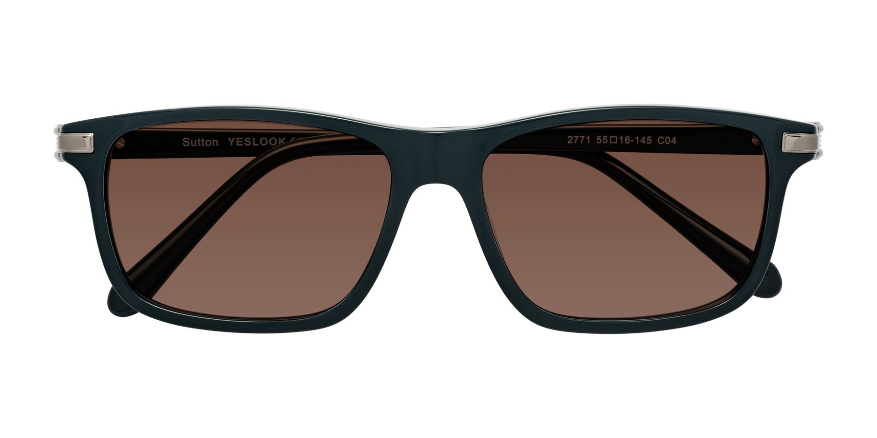 Folded Front of Sutton in Phthalo Green with Brown Tinted Lenses