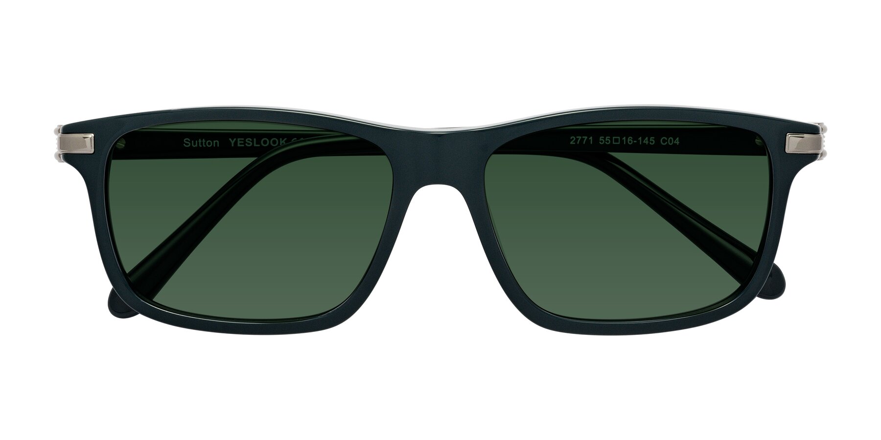 Folded Front of Sutton in Phthalo Green with Green Tinted Lenses