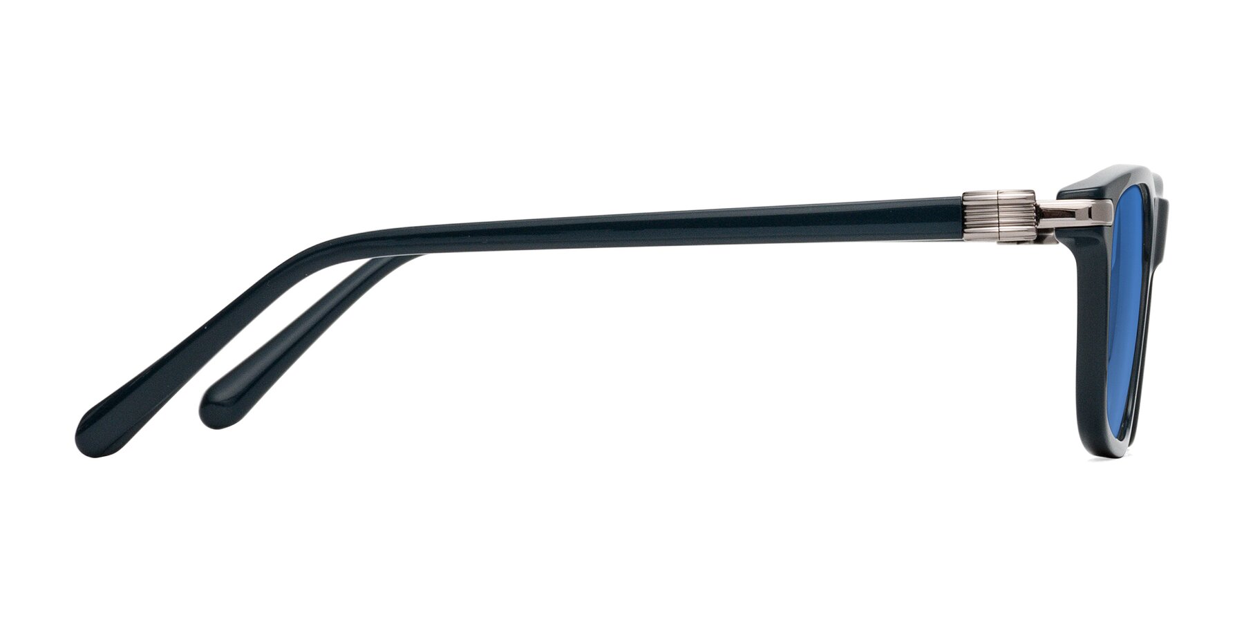 Side of Sutton in Phthalo Green with Blue Tinted Lenses
