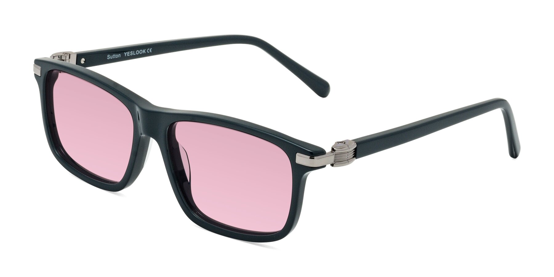 Angle of Sutton in Phthalo Green with Light Wine Tinted Lenses