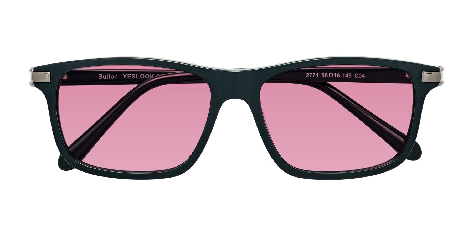 Folded Front of Sutton in Phthalo Green with Medium Wine Tinted Lenses