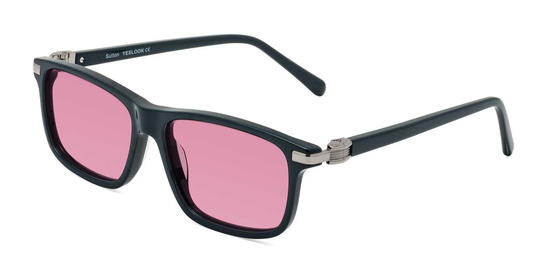 Angle of Sutton in Phthalo Green with Medium Wine Tinted Lenses