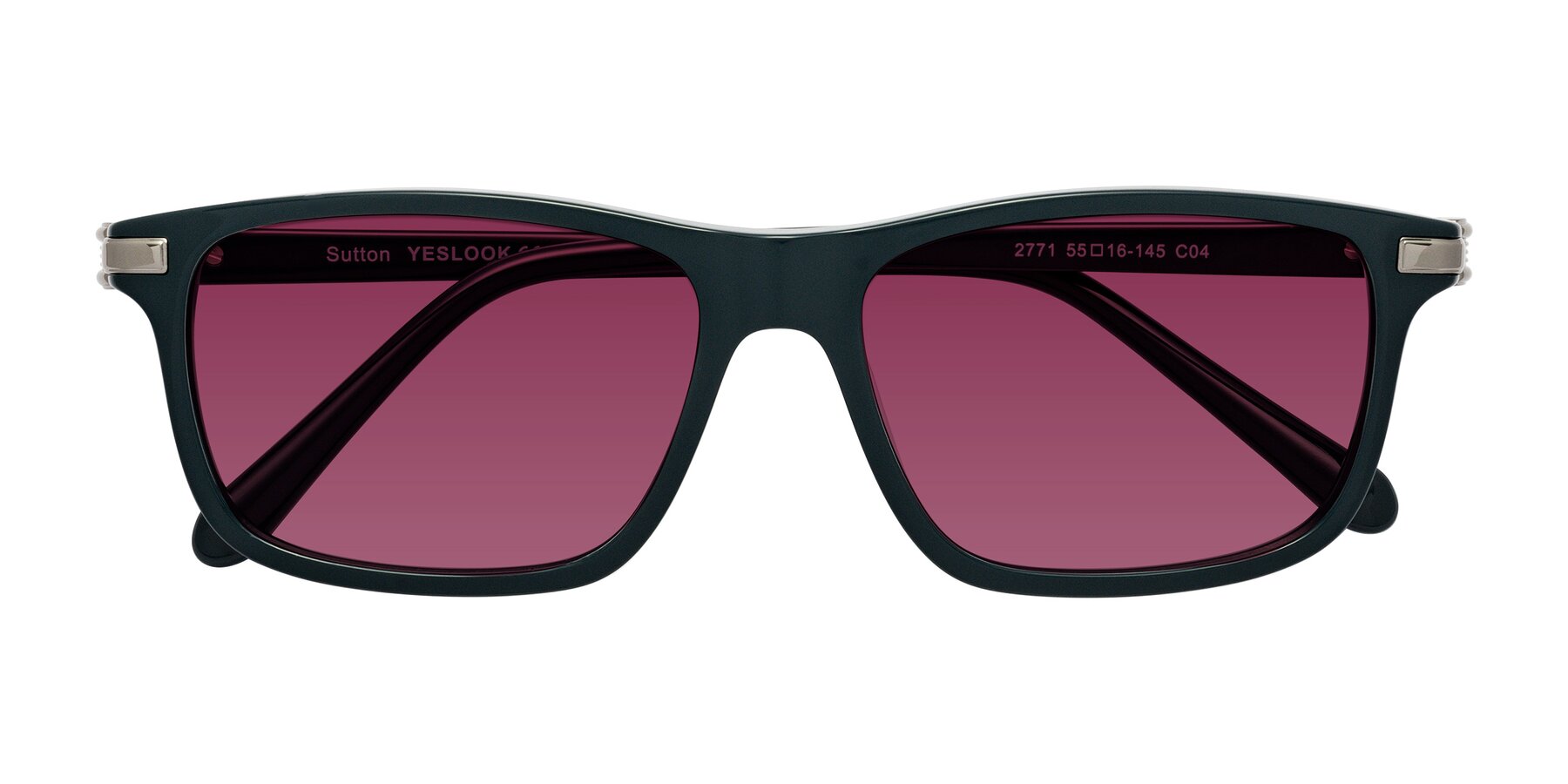 Folded Front of Sutton in Phthalo Green with Wine Tinted Lenses