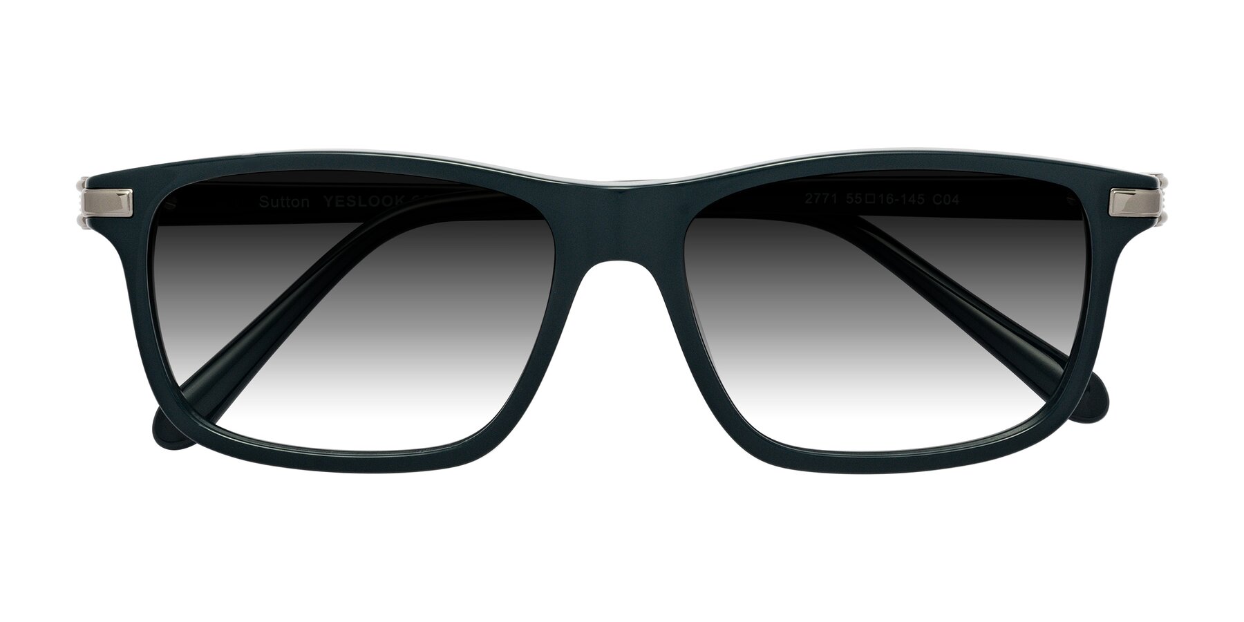 Folded Front of Sutton in Phthalo Green with Gray Gradient Lenses