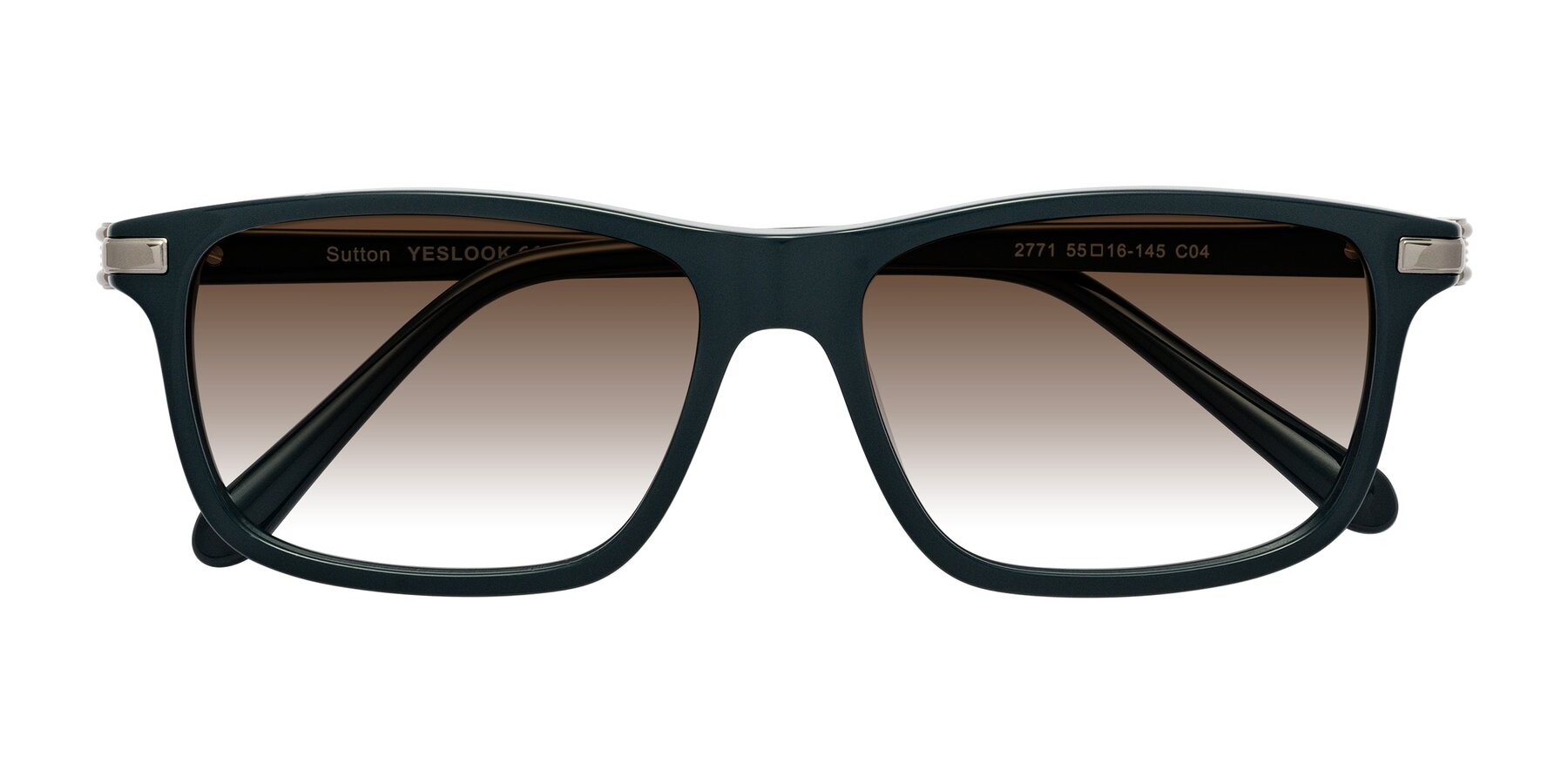 Folded Front of Sutton in Phthalo Green with Brown Gradient Lenses