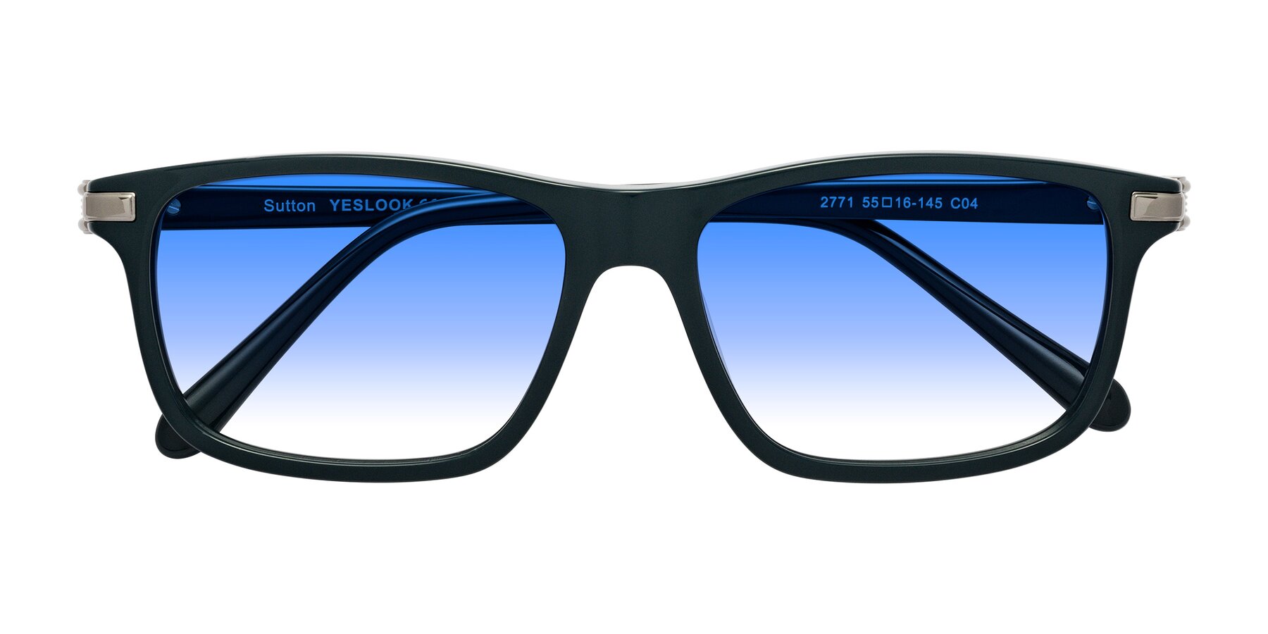 Folded Front of Sutton in Phthalo Green with Blue Gradient Lenses