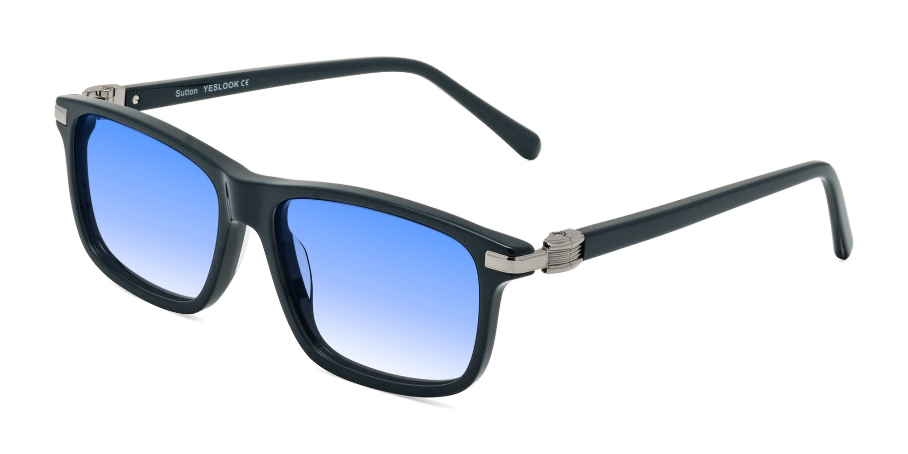 Angle of Sutton in Phthalo Green with Blue Gradient Lenses