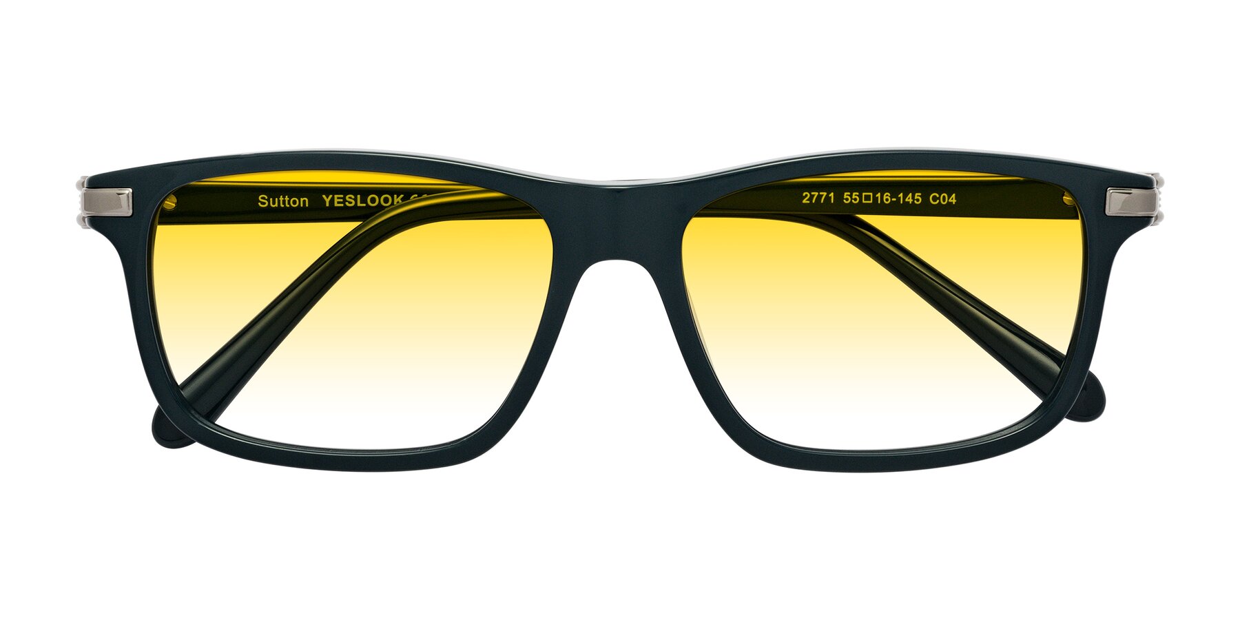 Folded Front of Sutton in Phthalo Green with Yellow Gradient Lenses