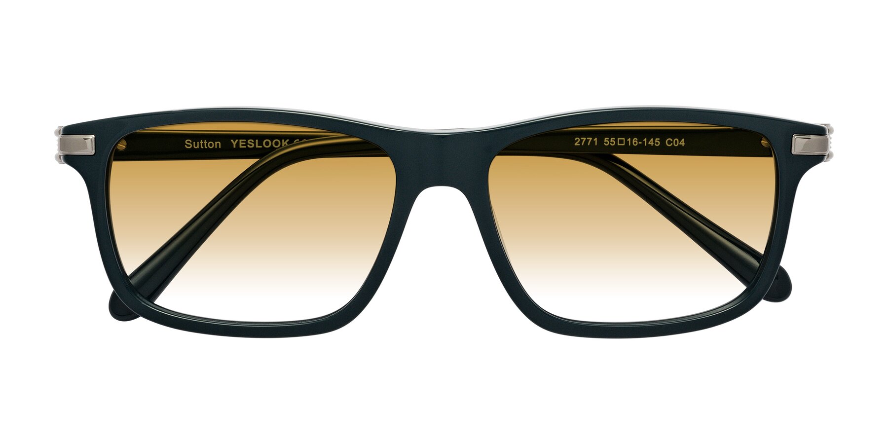 Folded Front of Sutton in Phthalo Green with Champagne Gradient Lenses