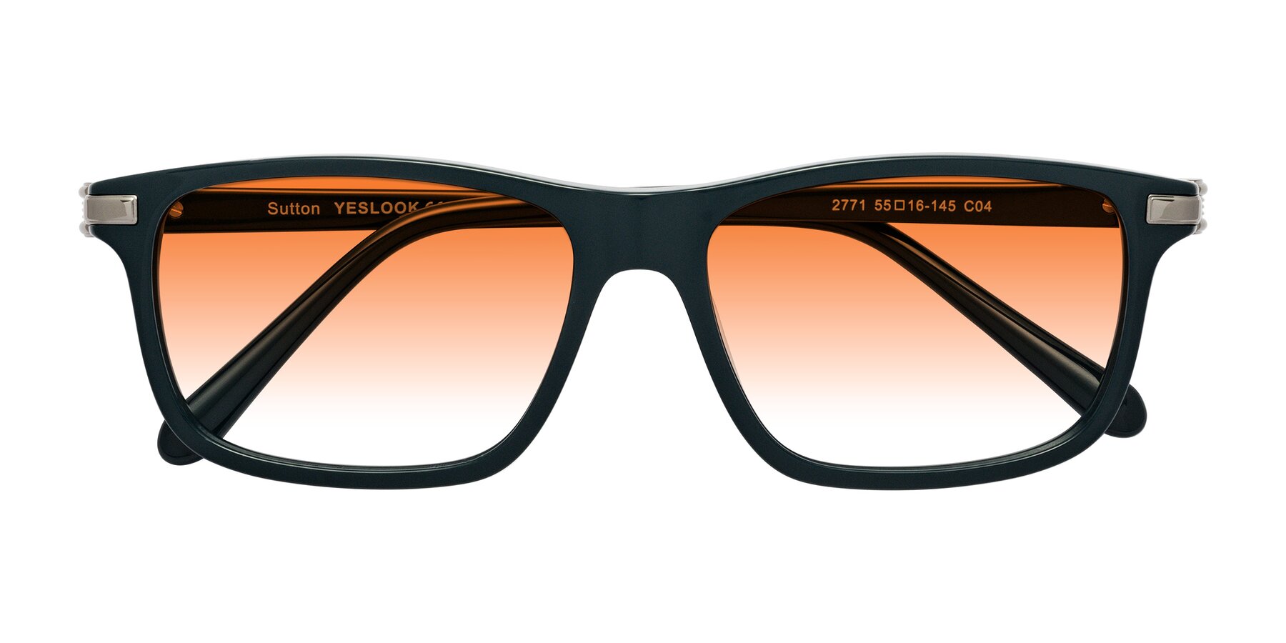 Folded Front of Sutton in Phthalo Green with Orange Gradient Lenses