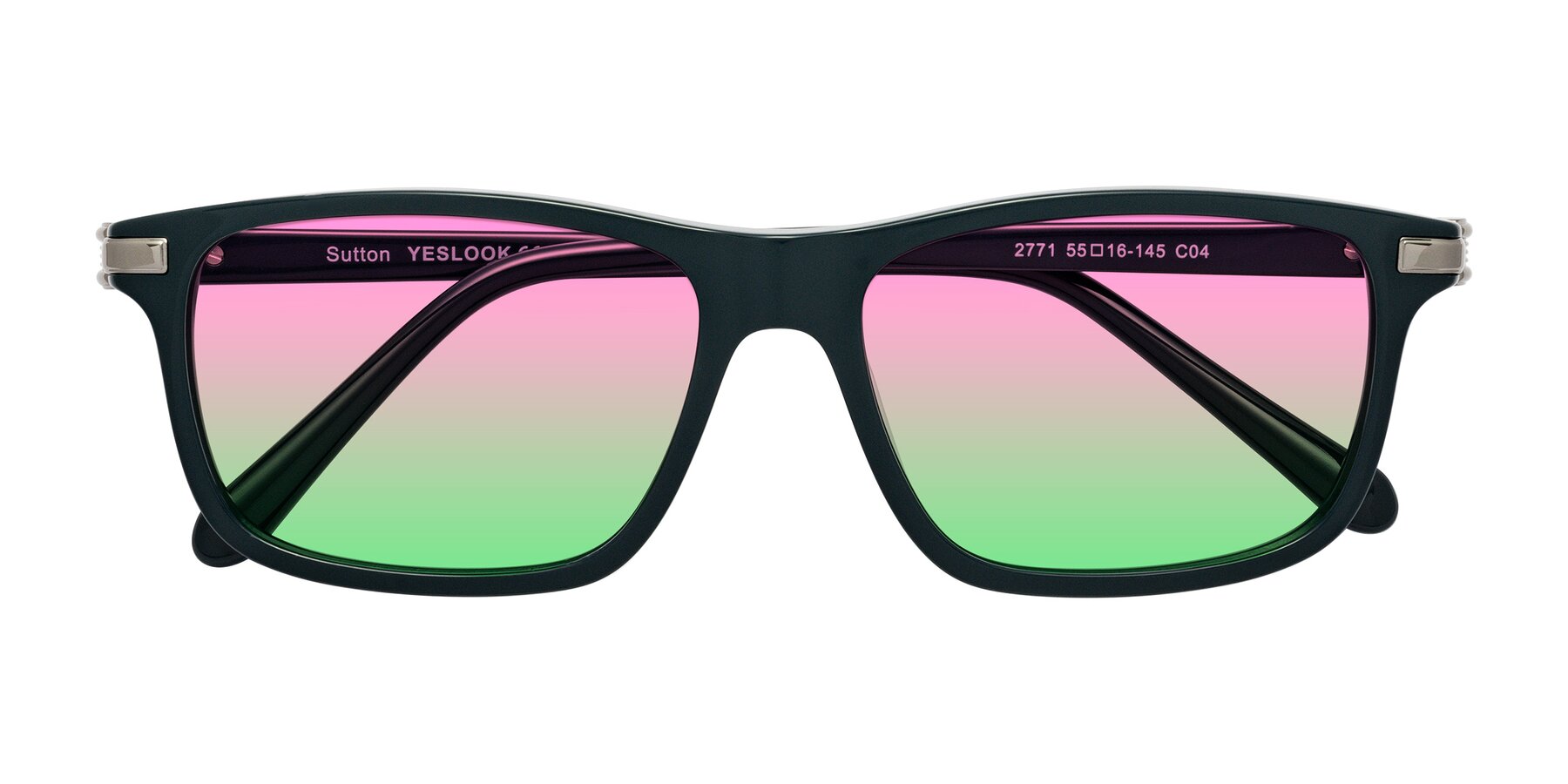 Folded Front of Sutton in Phthalo Green with Pink / Green Gradient Lenses