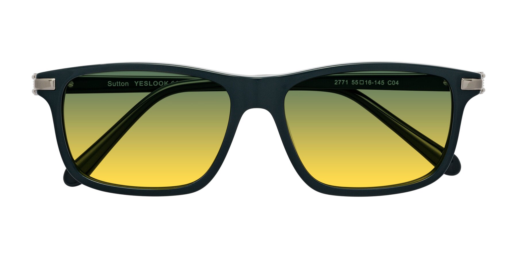 Folded Front of Sutton in Phthalo Green with Green / Yellow Gradient Lenses