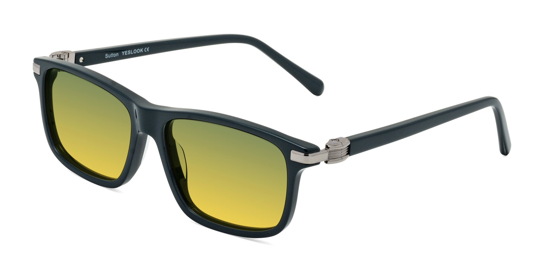 Angle of Sutton in Phthalo Green with Green / Yellow Gradient Lenses