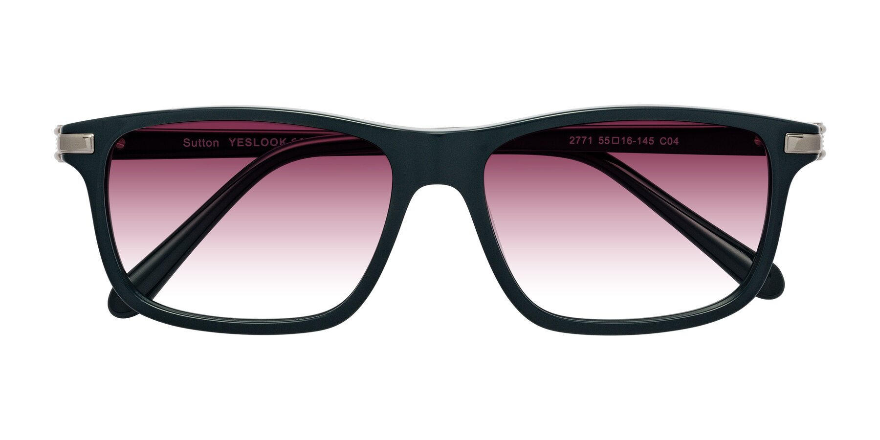 Folded Front of Sutton in Phthalo Green with Wine Gradient Lenses