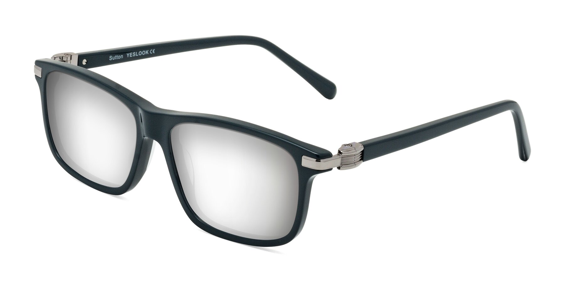 Angle of Sutton in Phthalo Green with Silver Mirrored Lenses