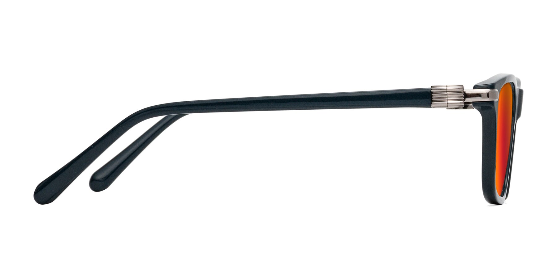 Side of Sutton in Phthalo Green with Red Gold Mirrored Lenses