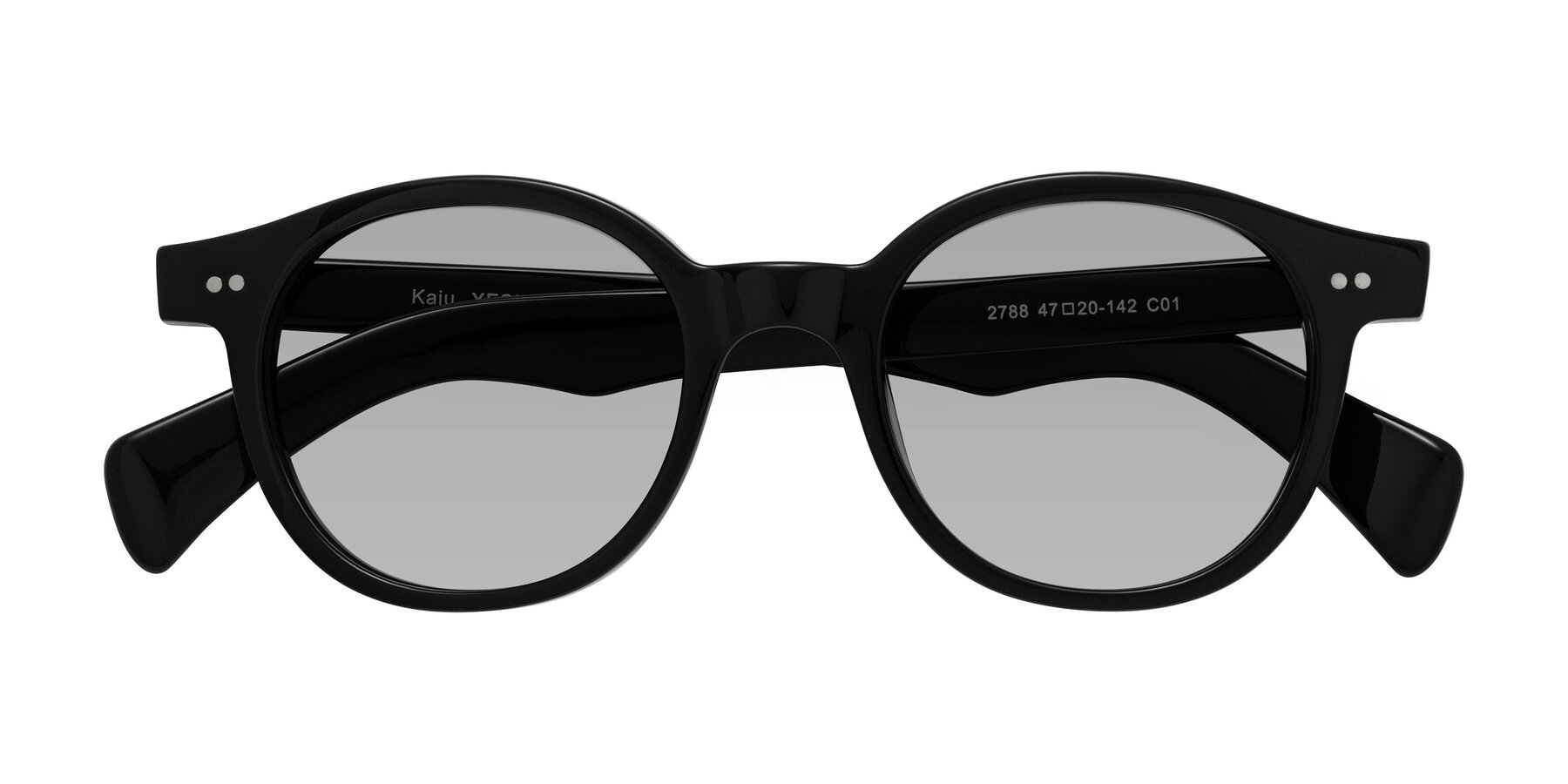 Folded Front of Kaju in Black with Light Gray Tinted Lenses