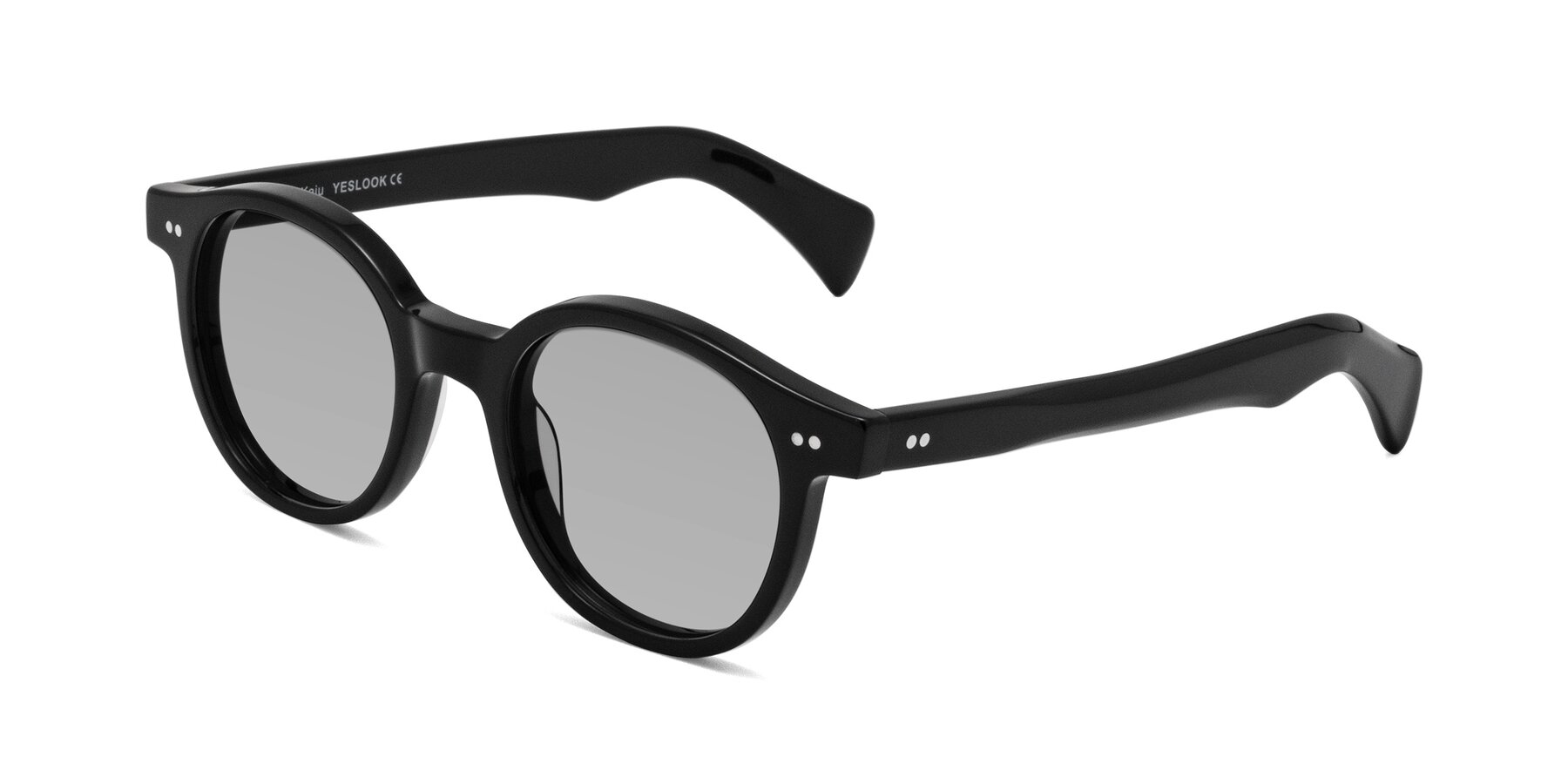 Angle of Kaju in Black with Light Gray Tinted Lenses