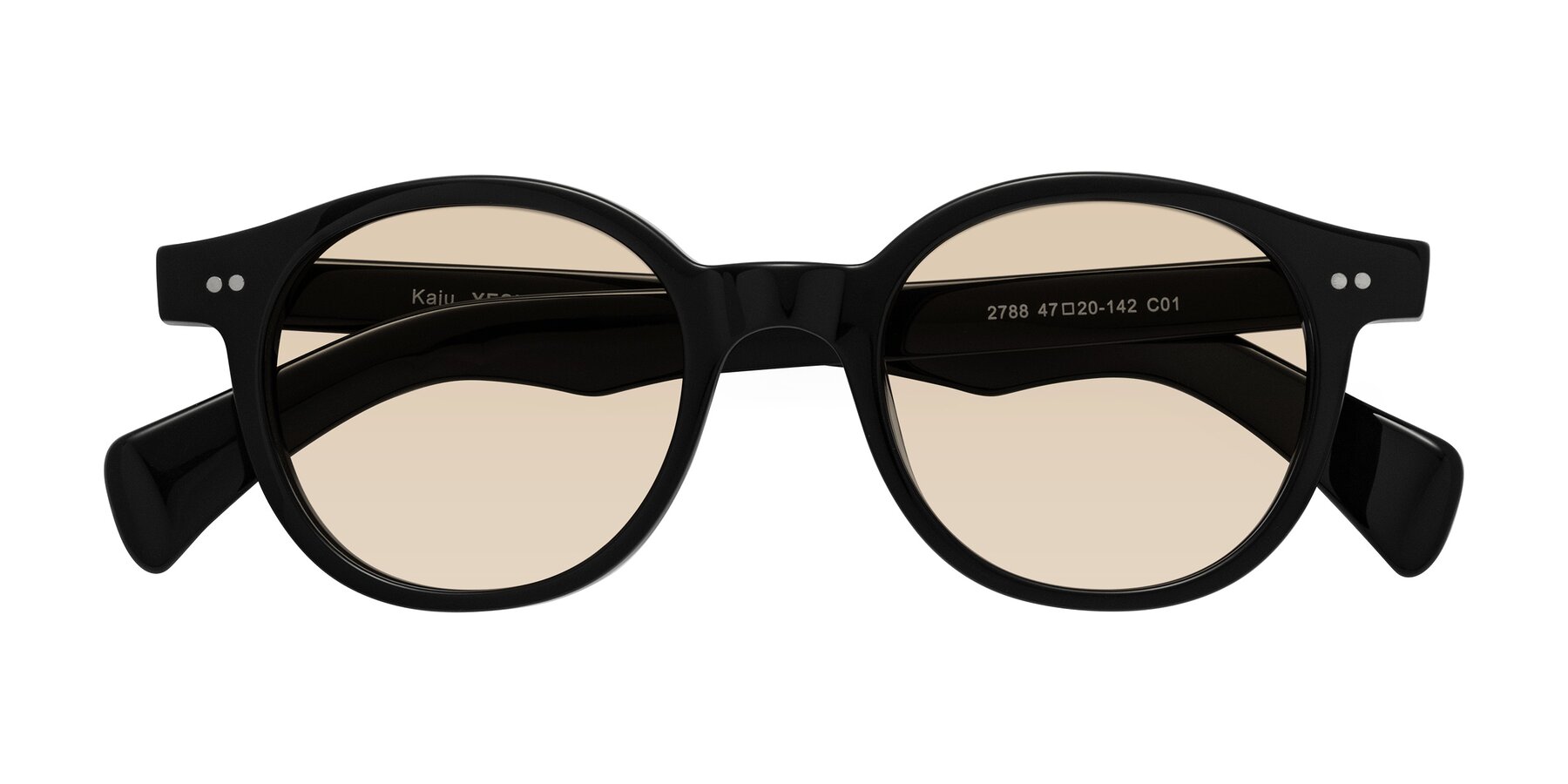 Folded Front of Kaju in Black with Light Brown Tinted Lenses