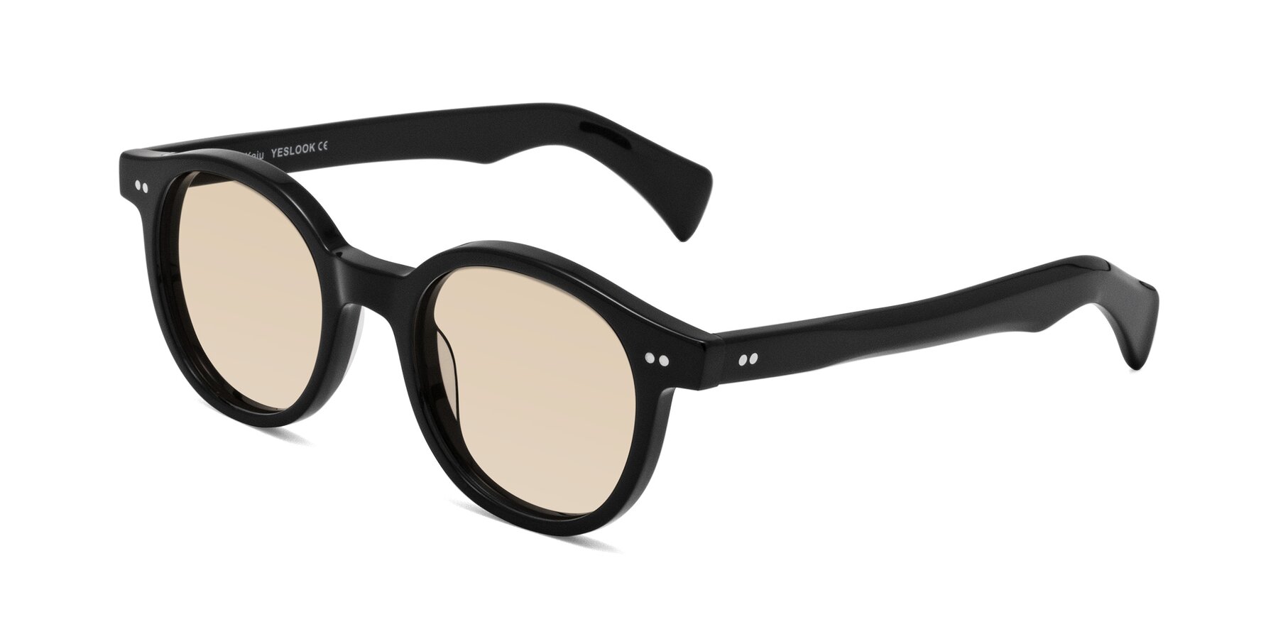 Angle of Kaju in Black with Light Brown Tinted Lenses