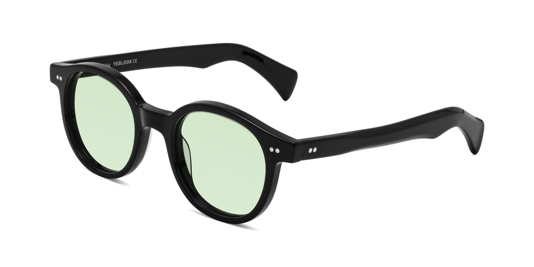 Angle of Kaju in Black with Light Green Tinted Lenses