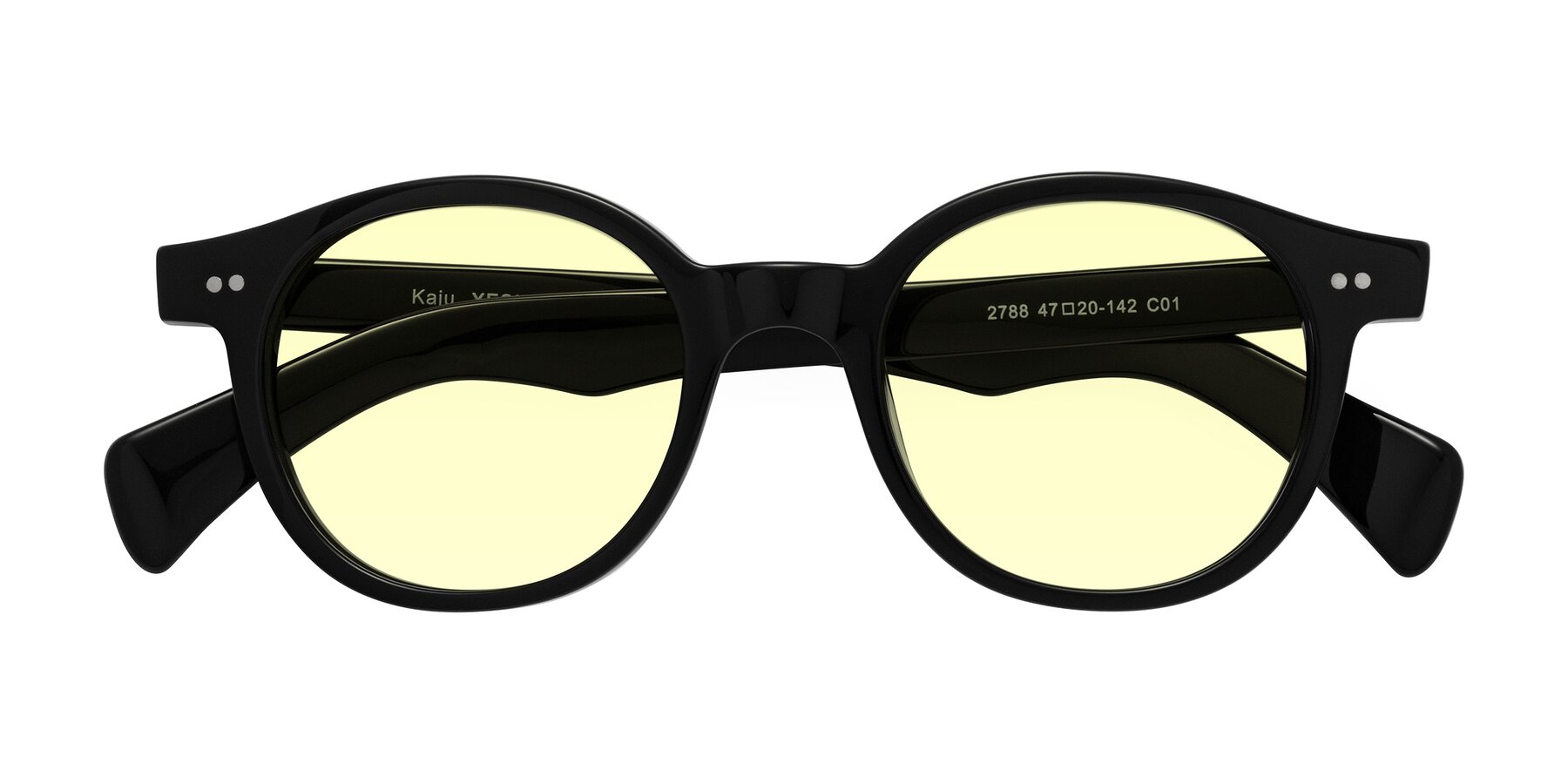 Folded Front of Kaju in Black with Light Yellow Tinted Lenses