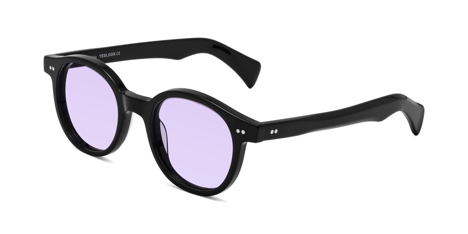 Angle of Kaju in Black with Light Purple Tinted Lenses