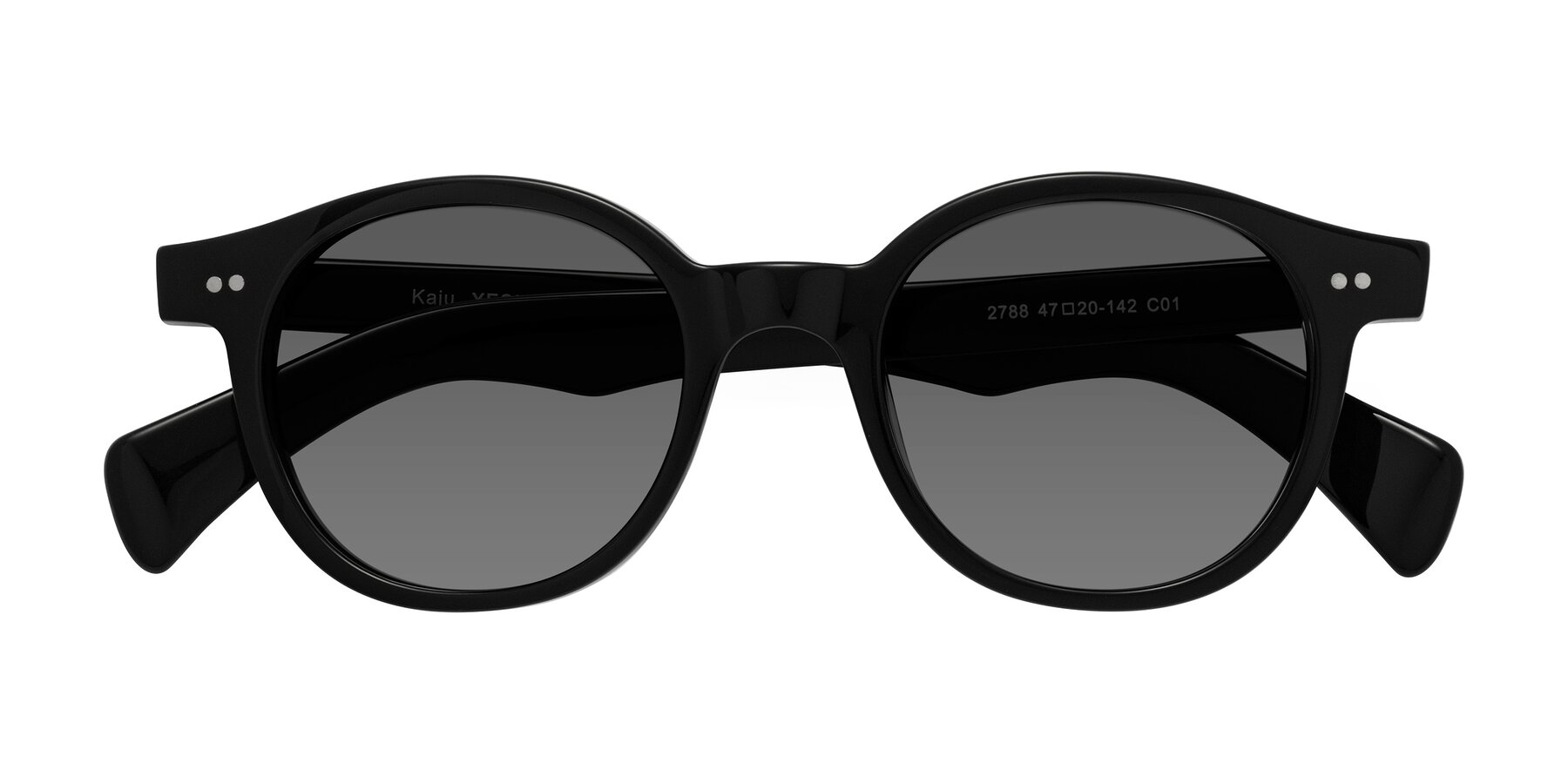 Folded Front of Kaju in Black with Medium Gray Tinted Lenses