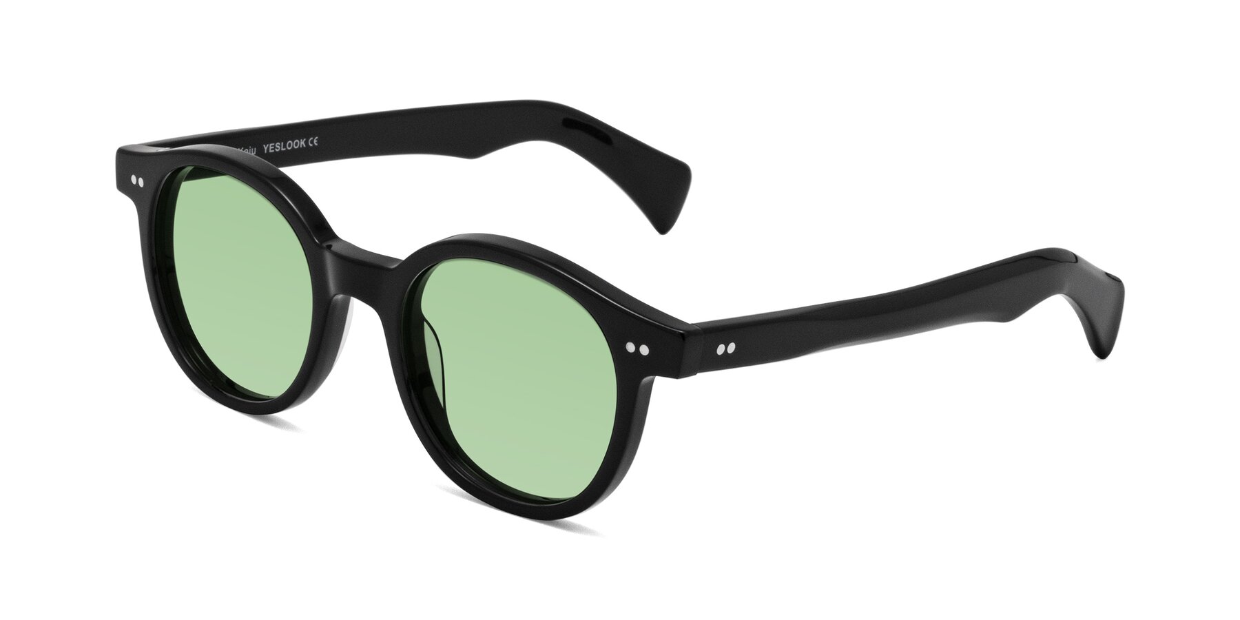 Angle of Kaju in Black with Medium Green Tinted Lenses