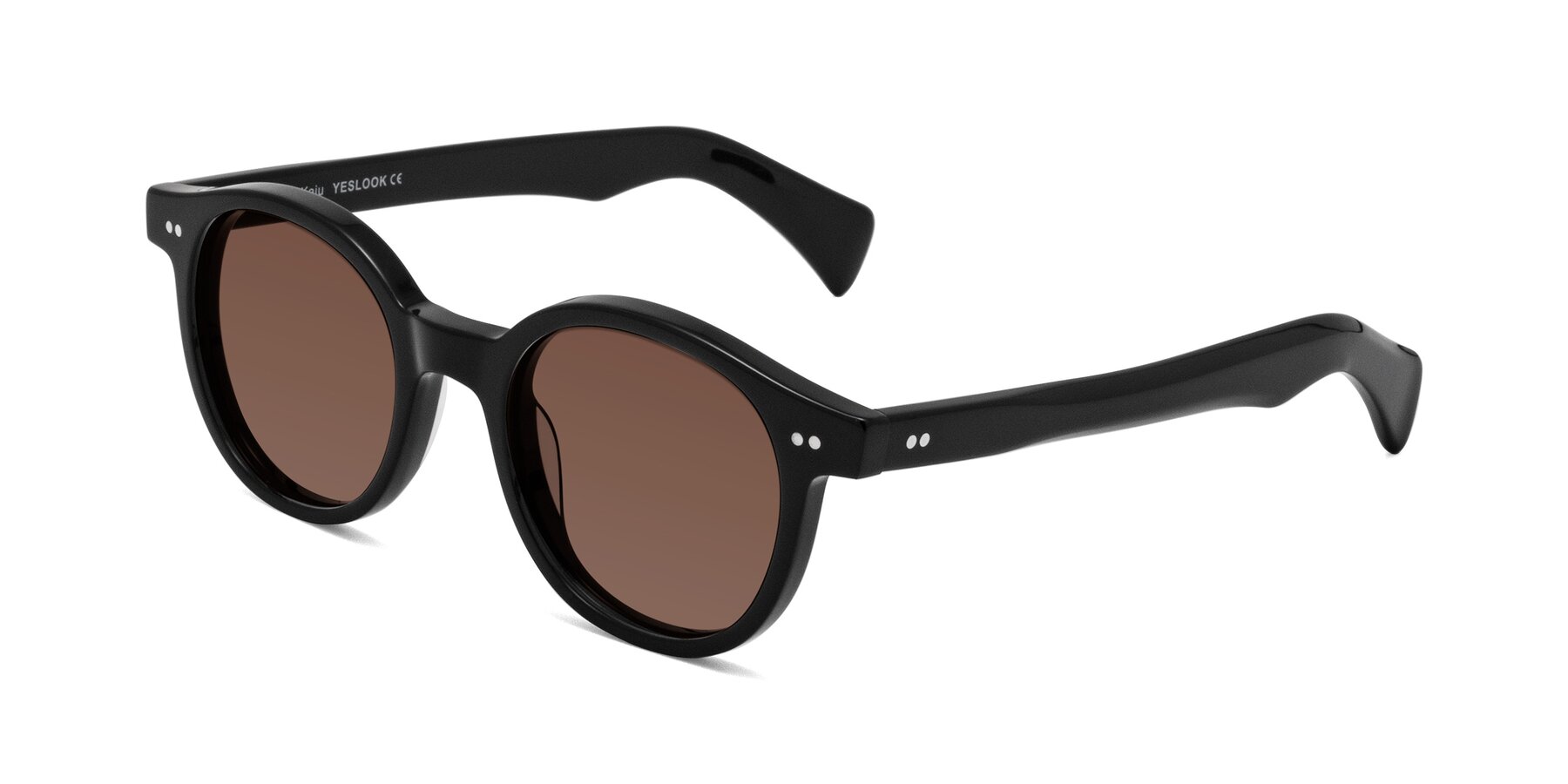 Angle of Kaju in Black with Brown Tinted Lenses