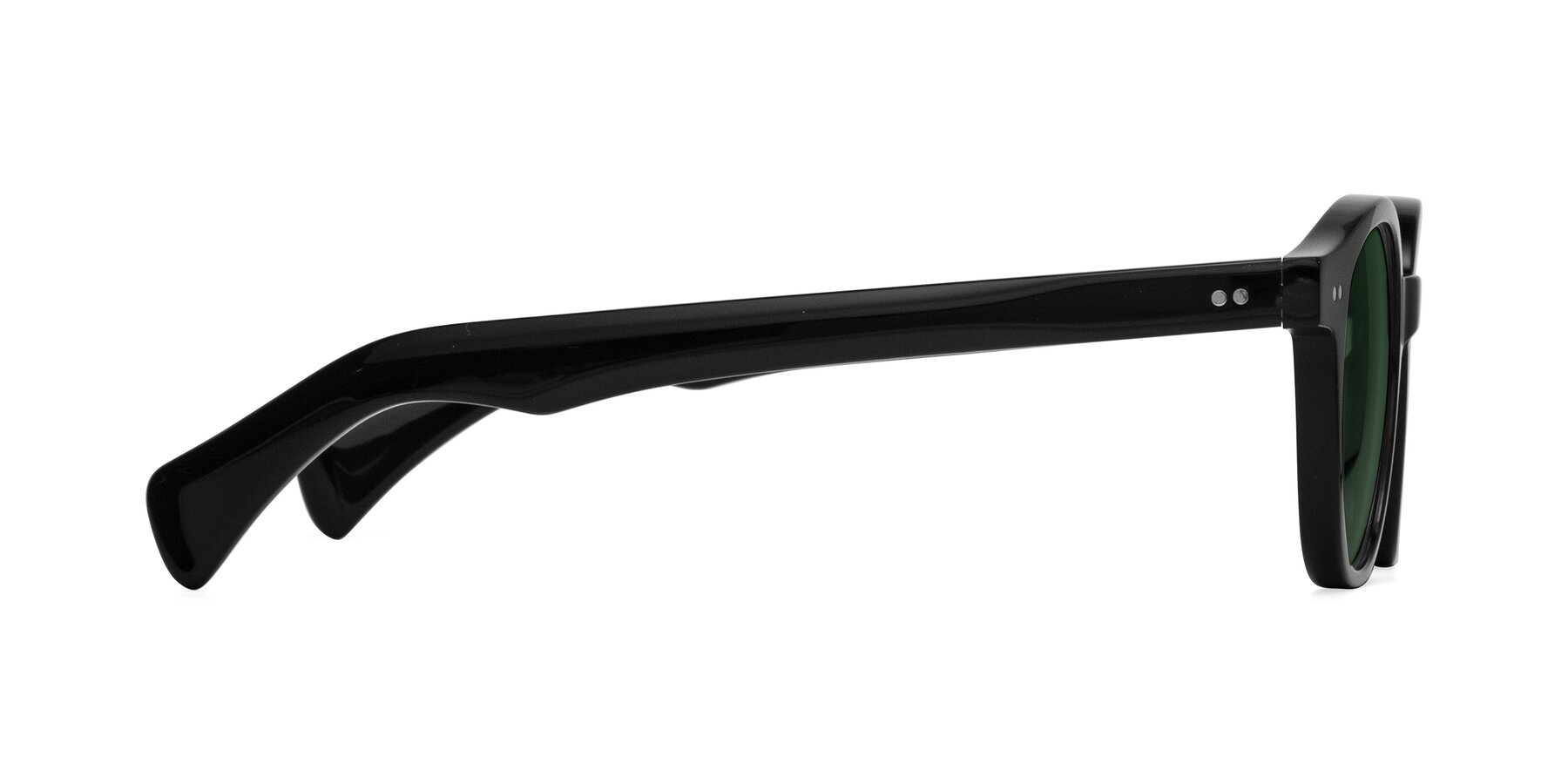 Side of Kaju in Black with Green Tinted Lenses