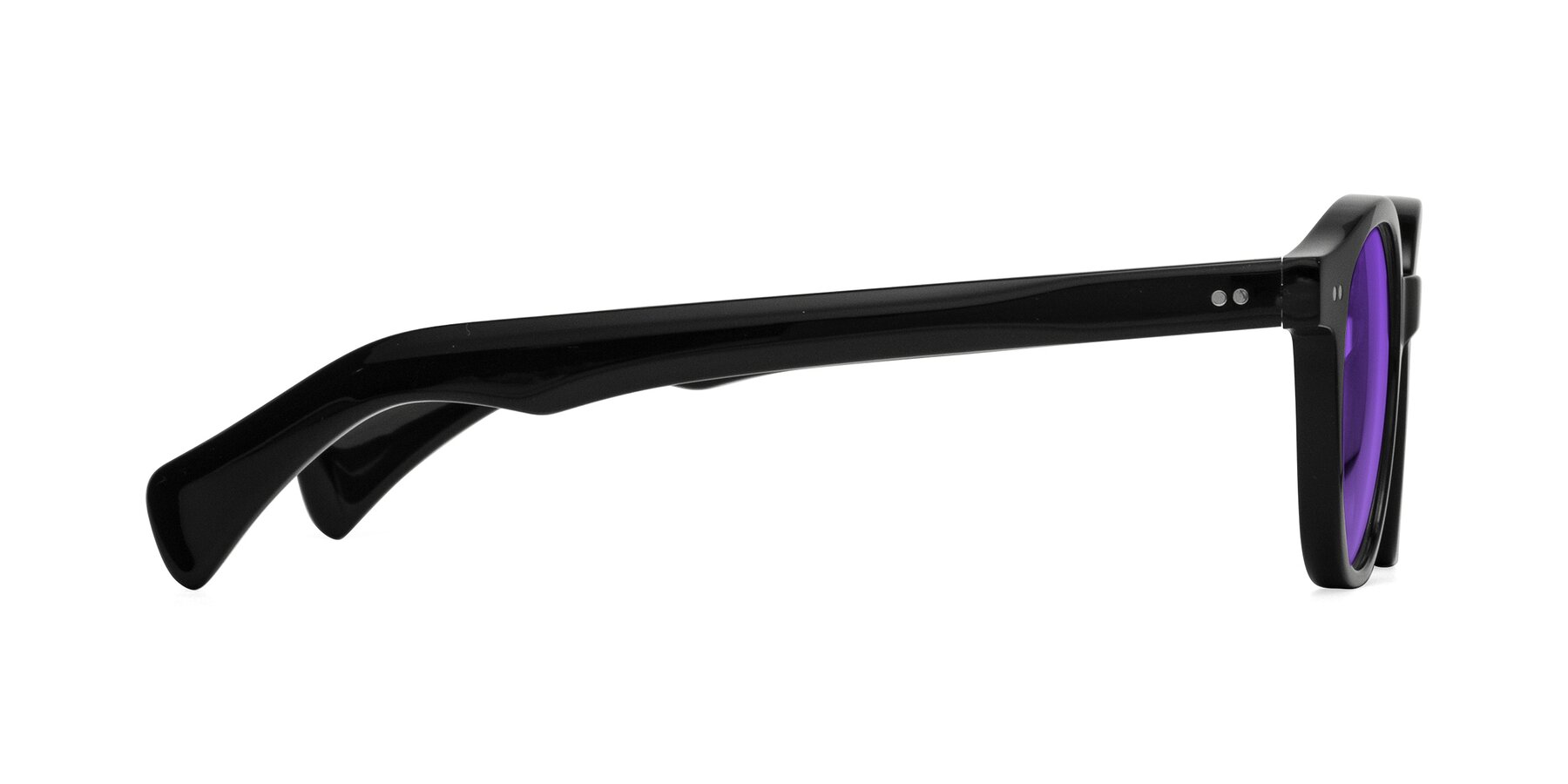 Side of Kaju in Black with Purple Tinted Lenses
