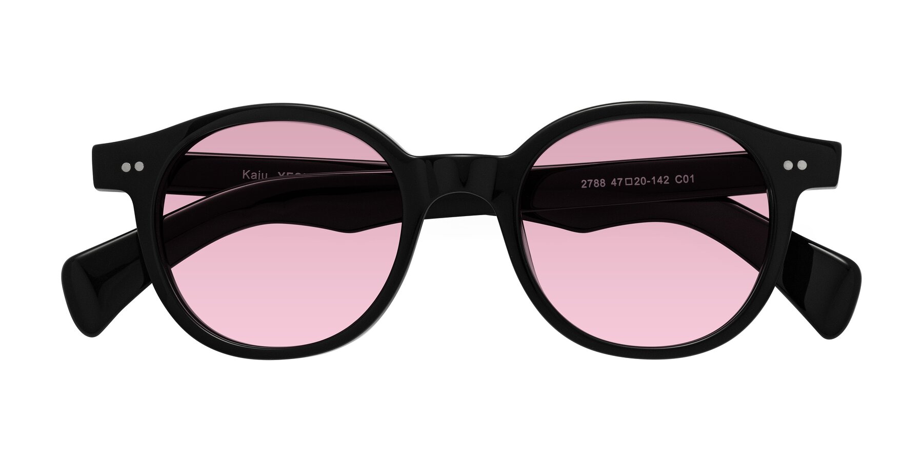 Folded Front of Kaju in Black with Light Wine Tinted Lenses