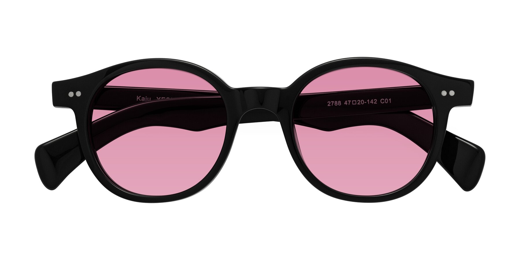 Folded Front of Kaju in Black with Medium Wine Tinted Lenses