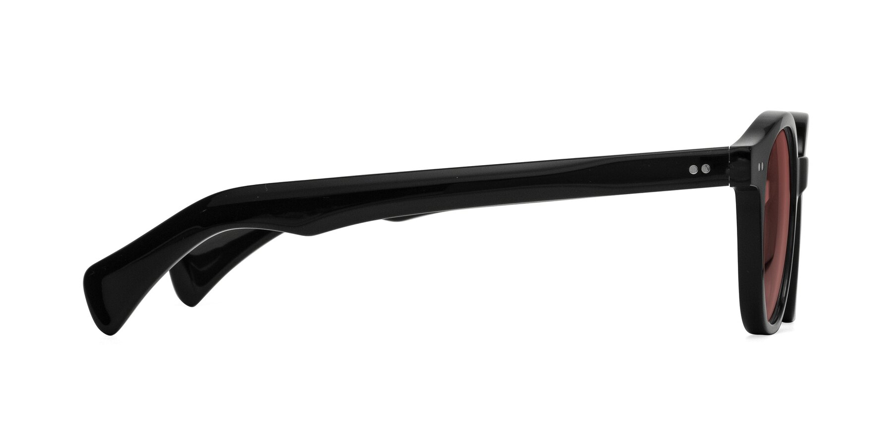 Side of Kaju in Black with Garnet Tinted Lenses