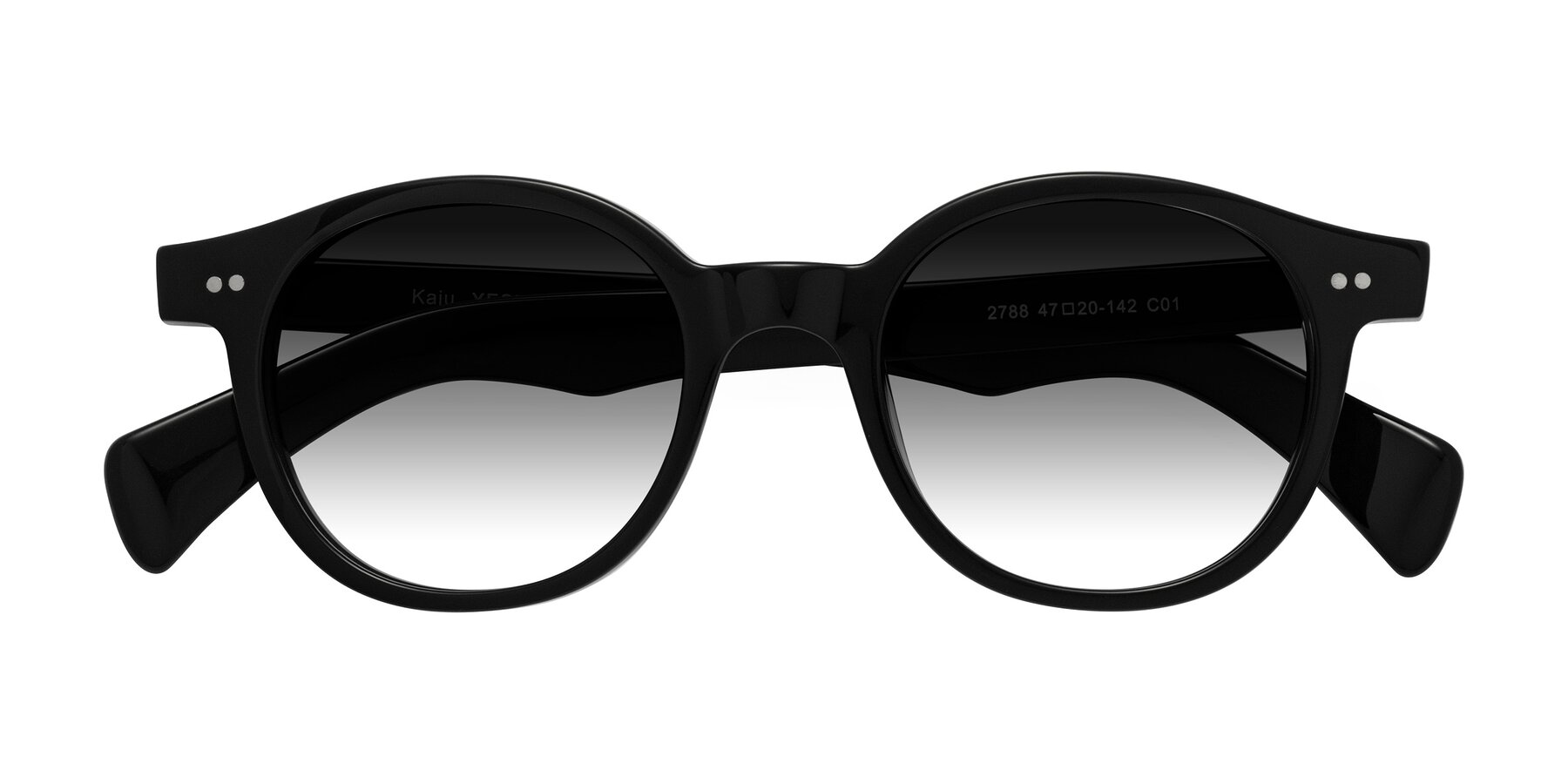 Folded Front of Kaju in Black with Gray Gradient Lenses