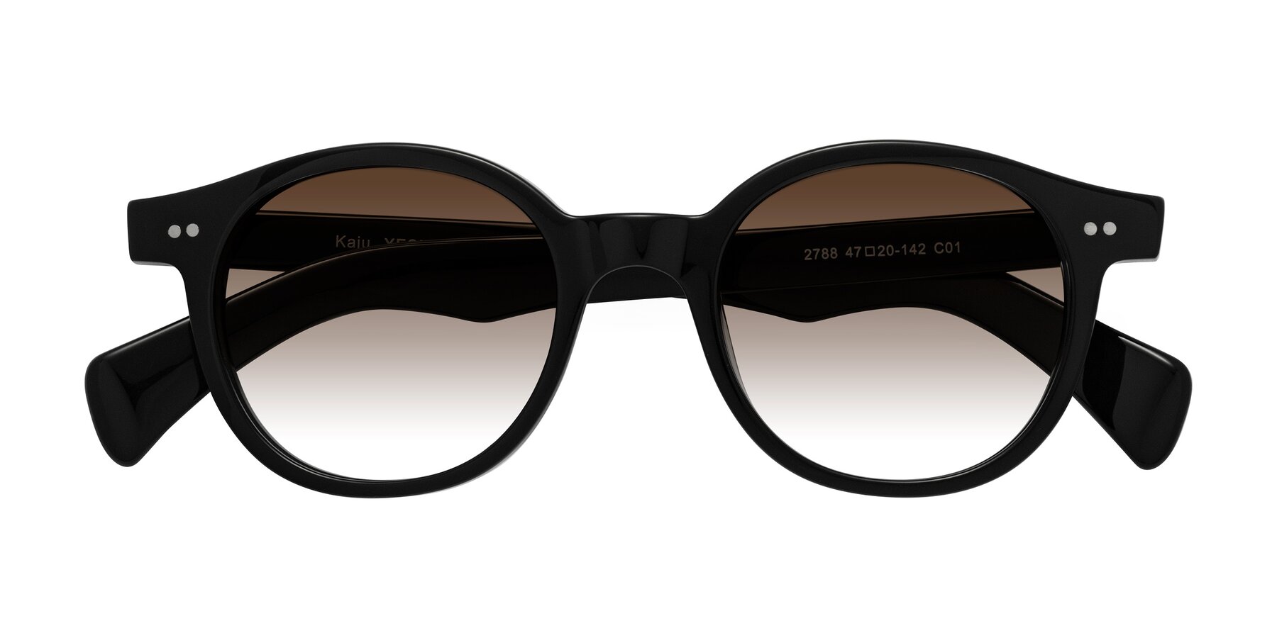 Folded Front of Kaju in Black with Brown Gradient Lenses