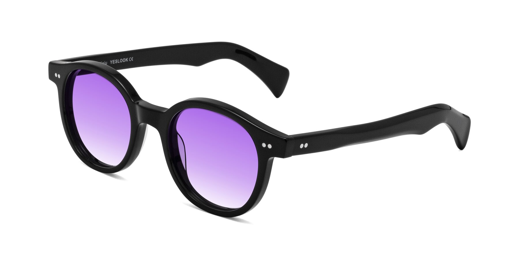 Angle of Kaju in Black with Purple Gradient Lenses