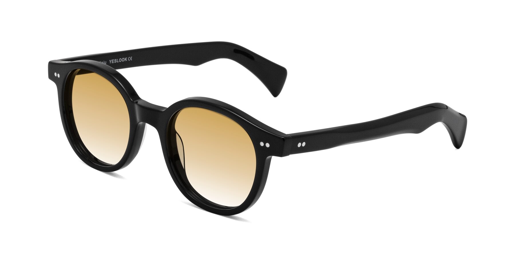 Angle of Kaju in Black with Champagne Gradient Lenses
