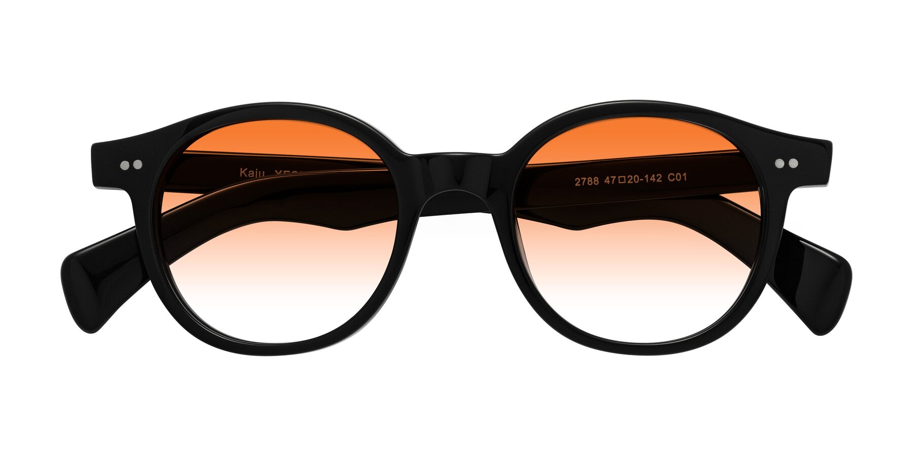 Folded Front of Kaju in Black with Orange Gradient Lenses