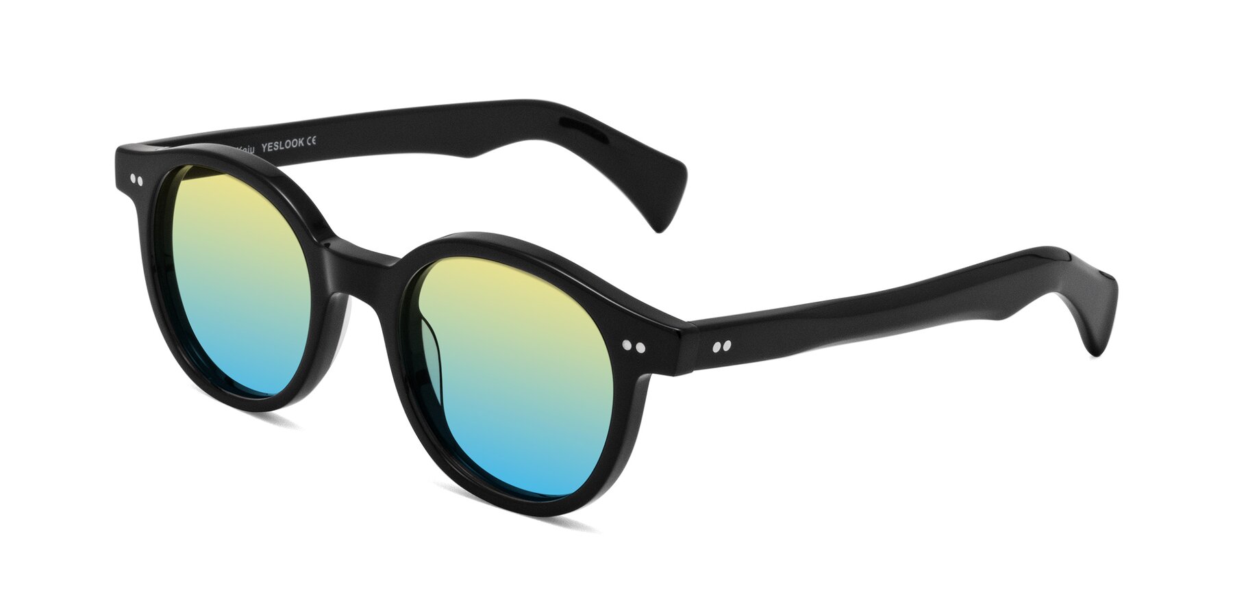 Angle of Kaju in Black with Yellow / Blue Gradient Lenses