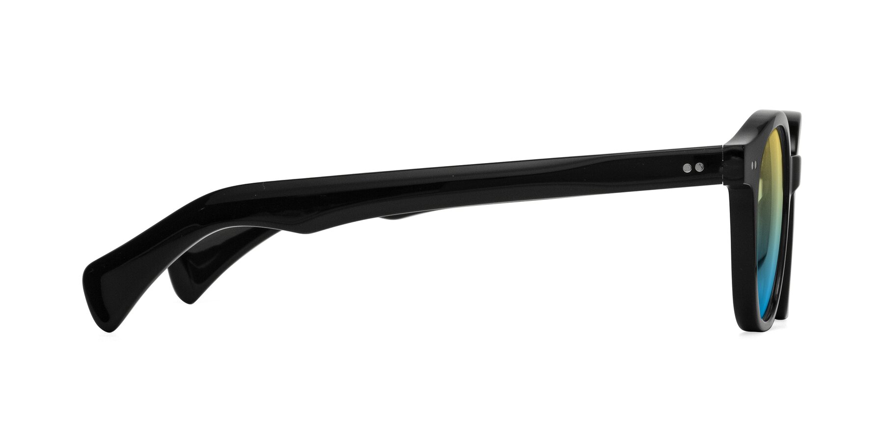 Side of Kaju in Black with Yellow / Blue Gradient Lenses