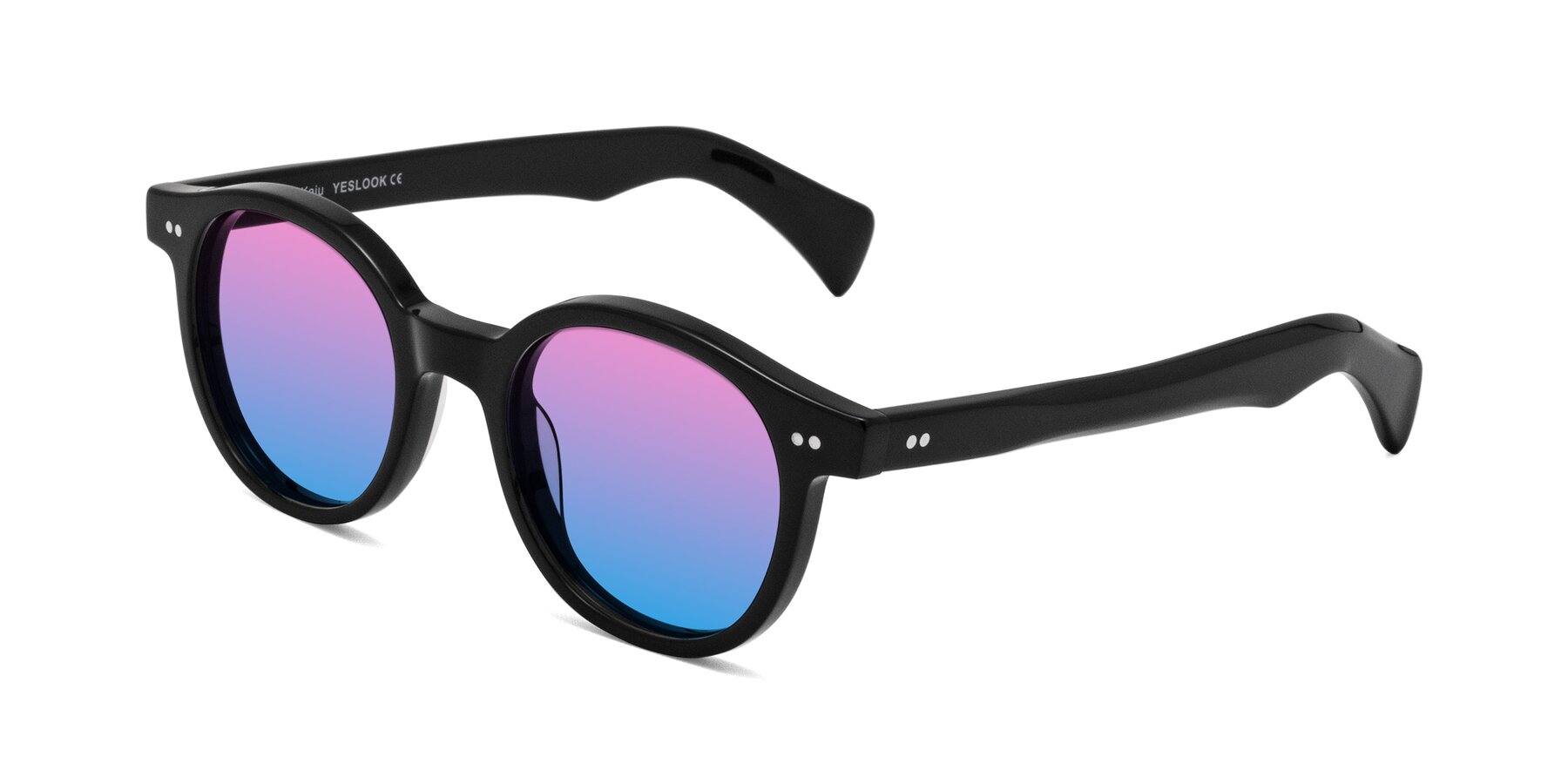 Angle of Kaju in Black with Pink / Blue Gradient Lenses