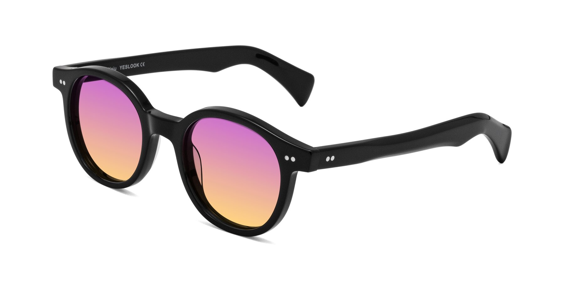 Angle of Kaju in Black with Purple / Yellow Gradient Lenses