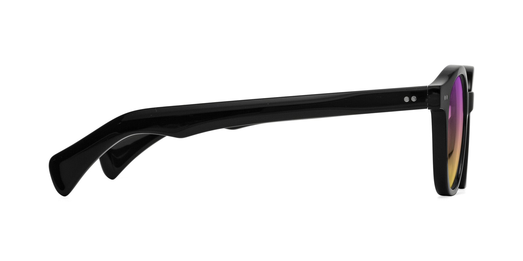Side of Kaju in Black with Purple / Yellow Gradient Lenses