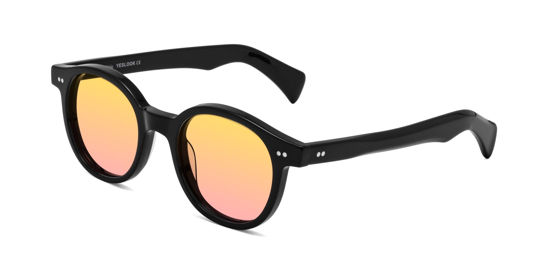 Angle of Kaju in Black with Yellow / Pink Gradient Lenses