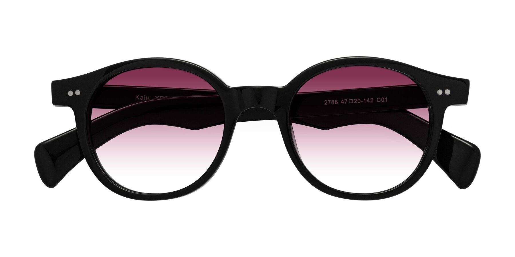 Folded Front of Kaju in Black with Wine Gradient Lenses
