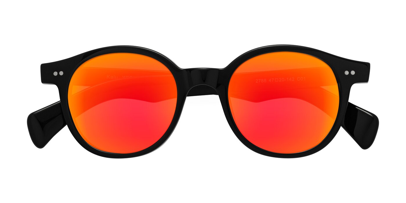 Kaju - Black Flash Mirrored Sunglasses