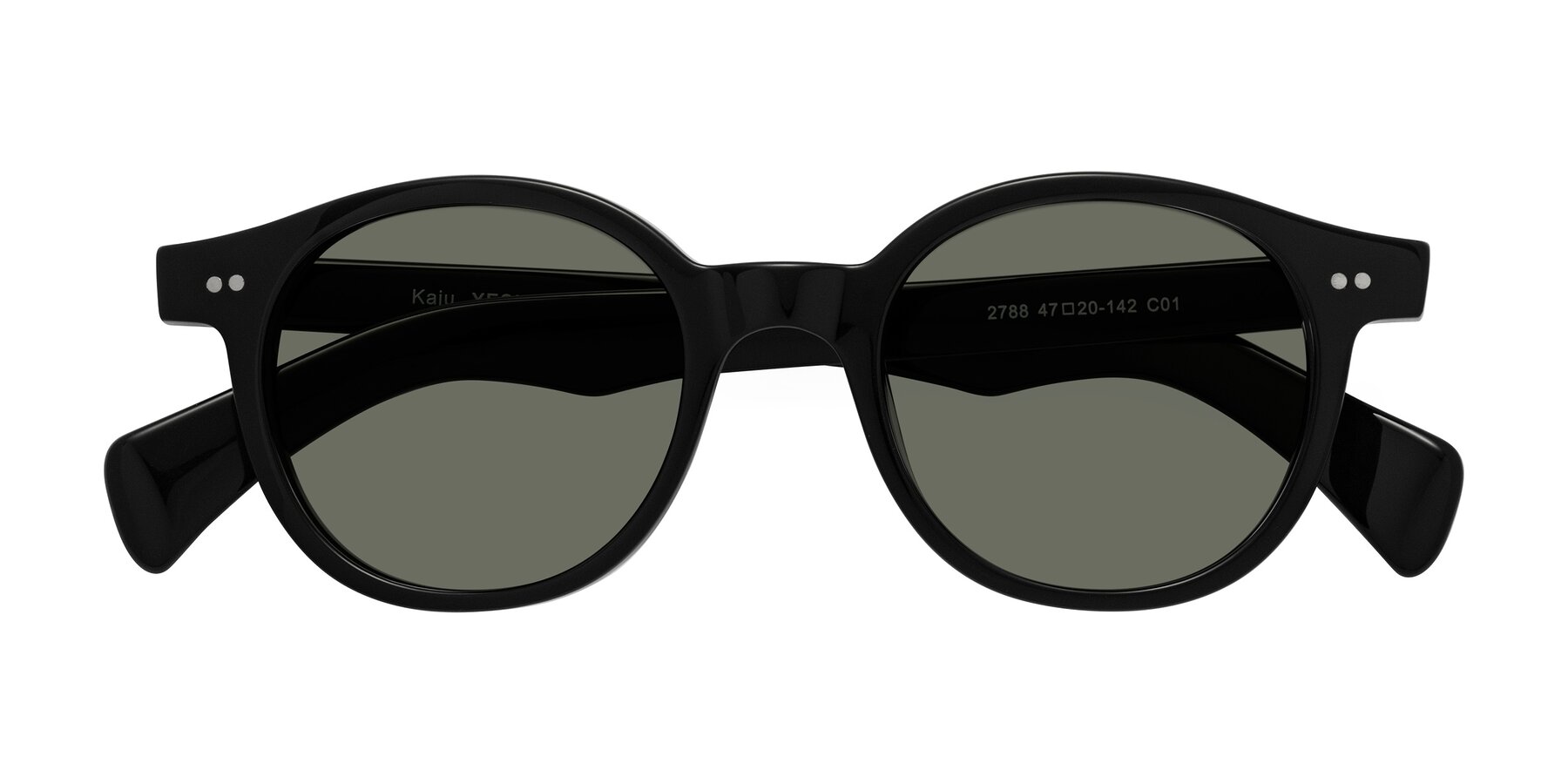 Folded Front of Kaju in Black with Gray Polarized Lenses